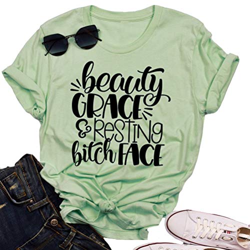Women Beauty Grace & Resting Bitch FACE T-Shirt Graphic Shirt