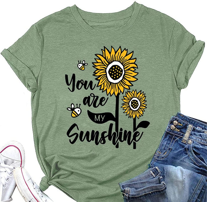 Women Bee Sunflower Shirt You are My Sunshine T-Shirt