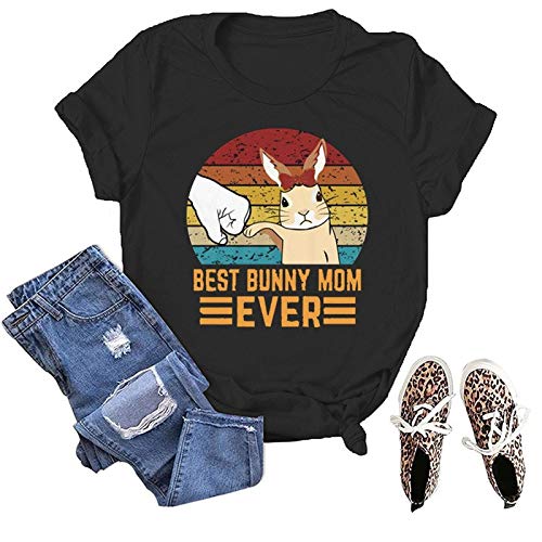Women Best Bunny Mom Ever T-Shirt Rabbit Shirt