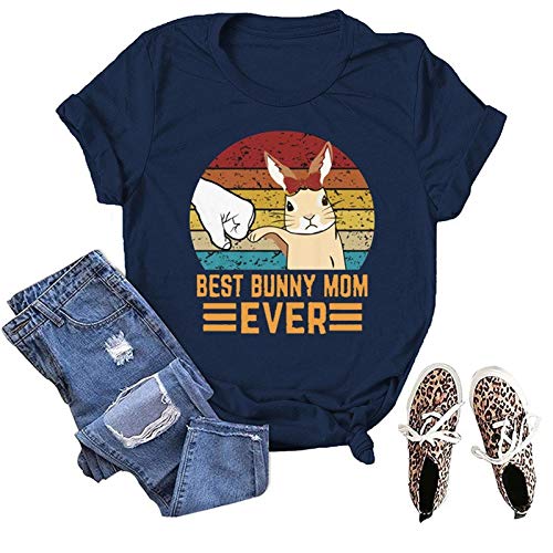 Women Best Bunny Mom Ever T-Shirt Rabbit Shirt