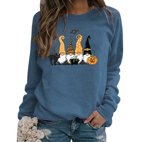 Women Black Cat Gnome Pumpkin Bat Halloween Costume Sweatshirt