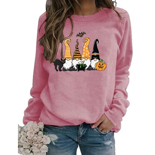 Women Black Cat Gnome Pumpkin Bat Halloween Costume Sweatshirt