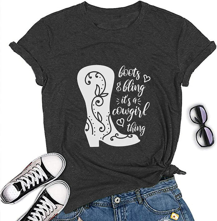 Women Boots and Bling It's a Cowgirl Thing Womens T-Shirt