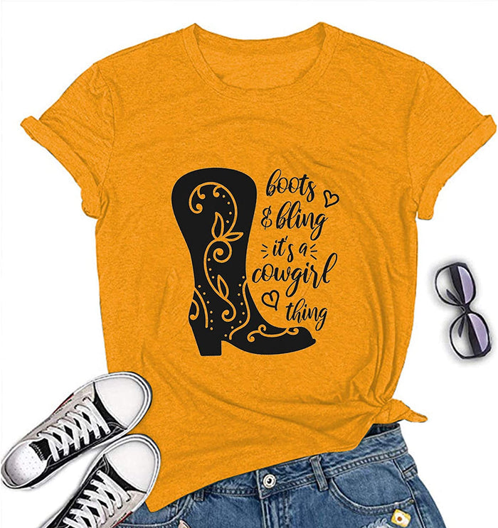 Women Boots and Bling It's a Cowgirl Thing Womens T-Shirt