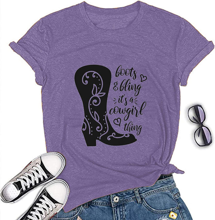 Women Boots and Bling It's a Cowgirl Thing Womens T-Shirt