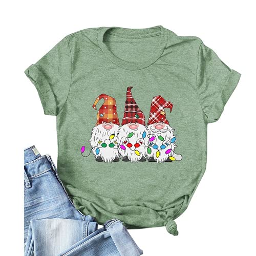 Women Buffalo Plaid Christmas Gnomes T-Shirt