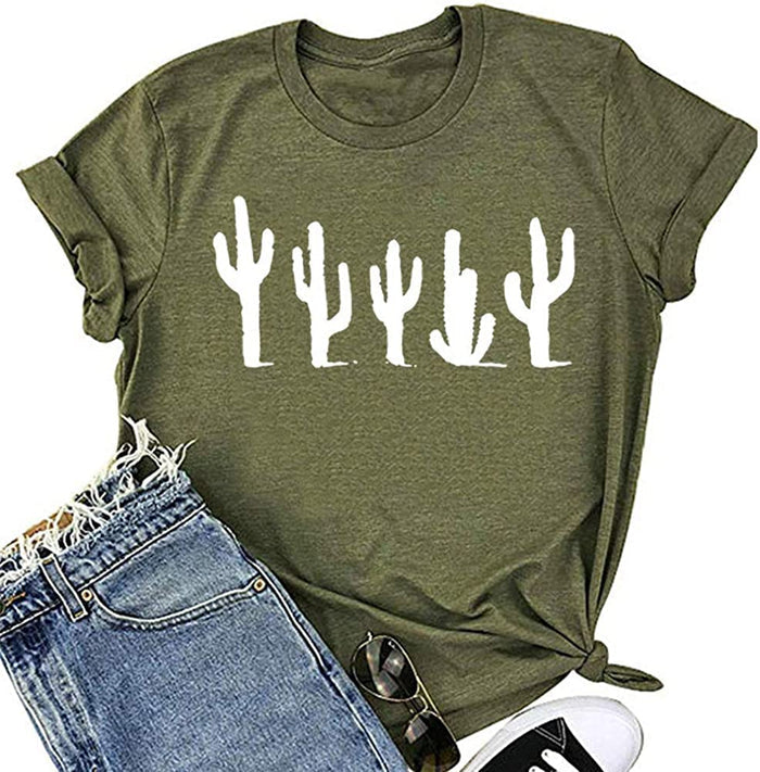 Women Cactus T-Shirt Cute Graphic Shirt