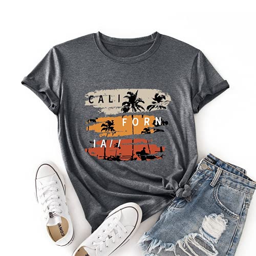 Women California Tshirt Cali Shirt Palm Tree Tee Tops
