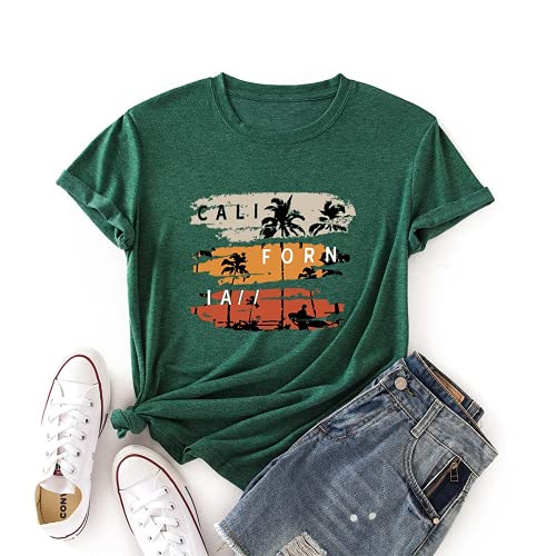 Women California Tshirt Cali Shirt Palm Tree Tee Tops