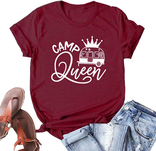 Women Camp Queen T-Shirt Camping Shirt