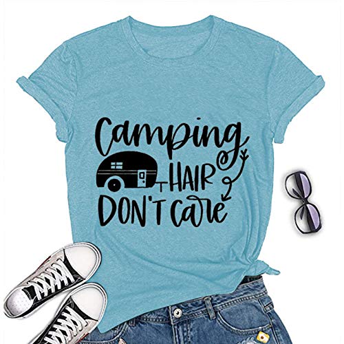 Women Camping Hair Don't Care T-Shirt Camping Shirt