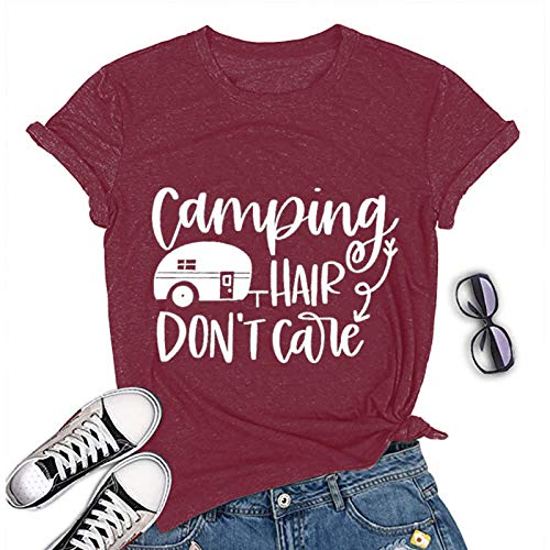 Women Camping Hair Don't Care T-Shirt Camping Shirt