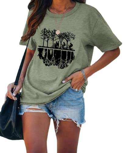 Women Campus T-Shirt Green Years Good Times Tee Tops