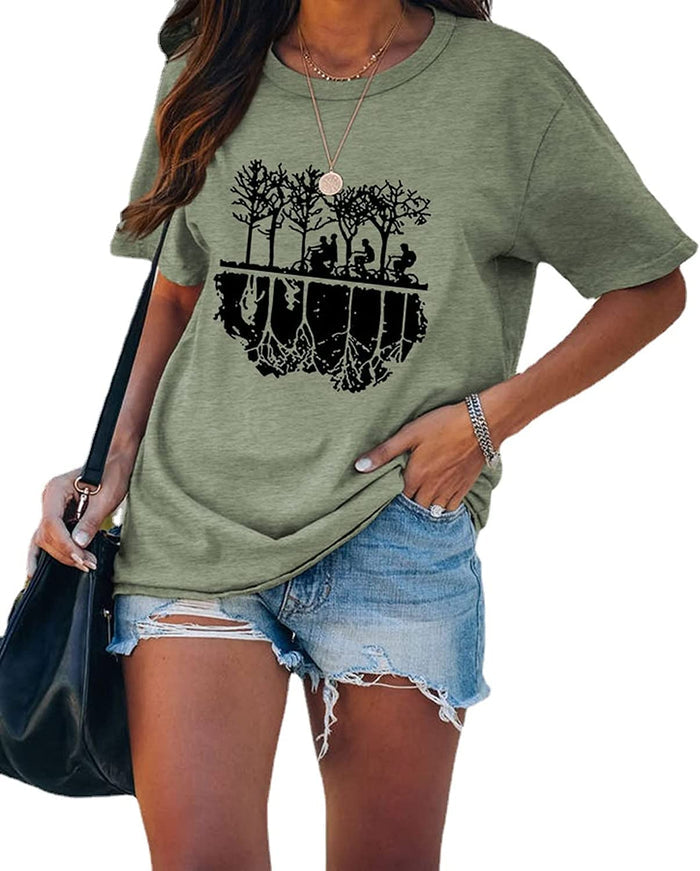 Women Campus T-Shirt Green Years Good Times Tee Tops