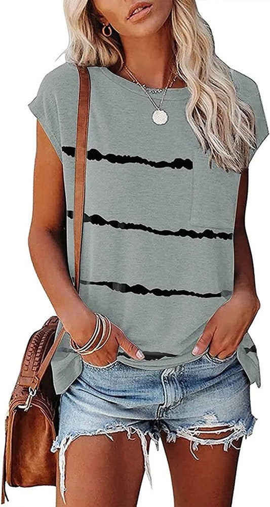 Women Casual Camouflage Stripe T-Shirt Tunic Shirt