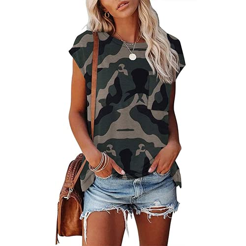 Women Casual Camouflage Stripe T-Shirt Tunic Shirt