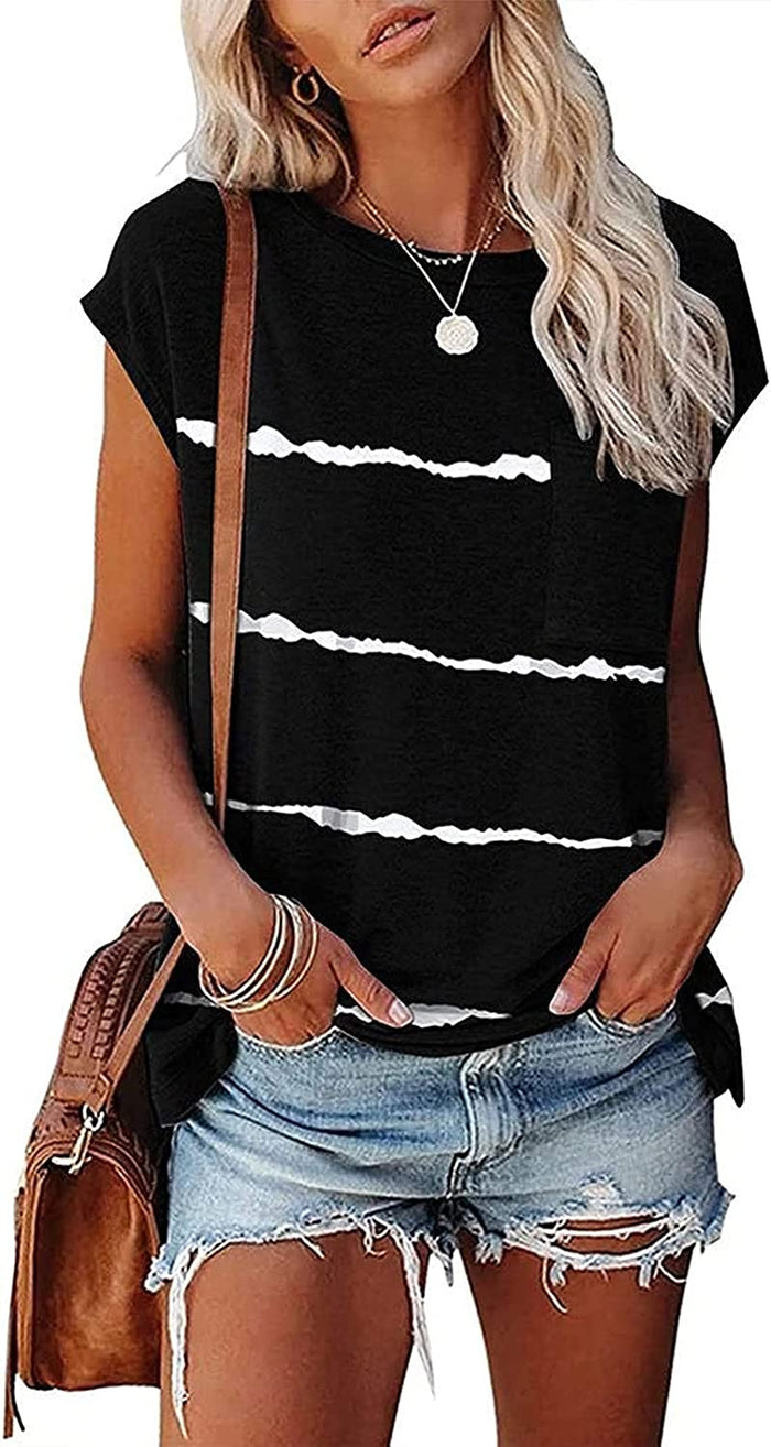 Women Casual Camouflage Stripe T-Shirt Tunic Shirt