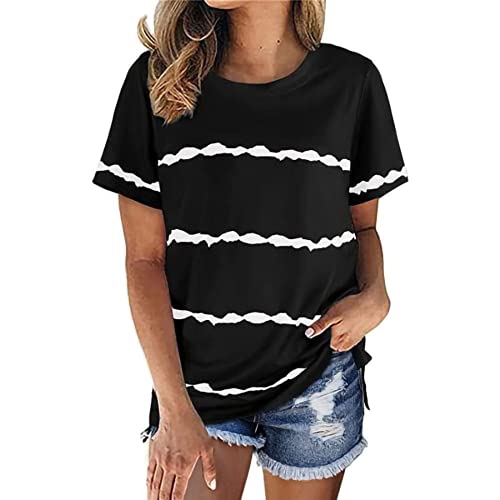 Women Casual Striped Tie Dye Stripe T-Shirt Tunic Shirt