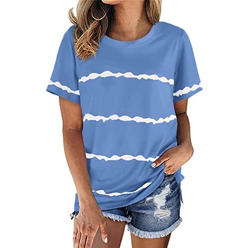 Women Casual Striped Tie Dye Stripe T-Shirt Tunic Shirt
