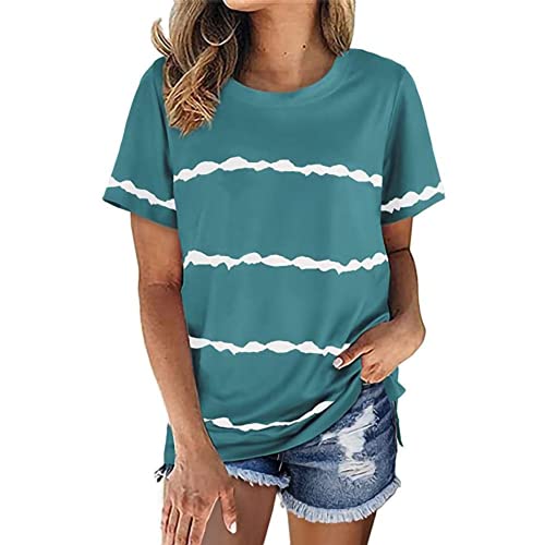 Women Casual Striped Tie Dye Stripe T-Shirt Tunic Shirt