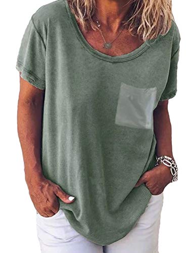 Women Casual T-Shirt with Pocket Decoration