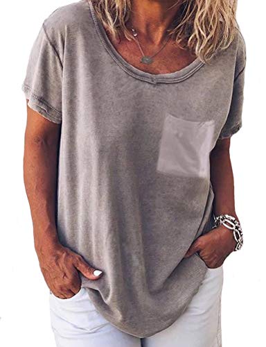 Women Casual T-Shirt with Pocket Decoration