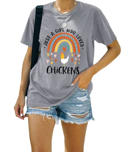 Women Chicken Lover Shirt Just A Girl Who Loves Chickens Tee Shirt