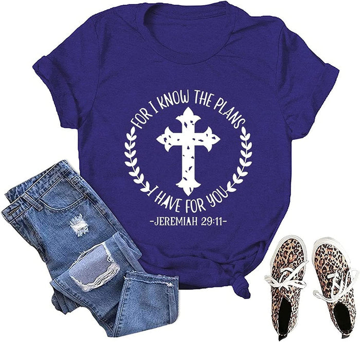 Women Christian T-Shirt for I Know The Plans I Have for You Graphic Tees
