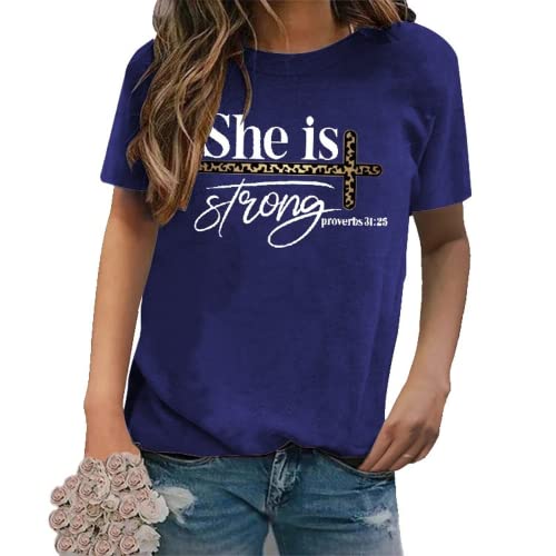 Women Christian T Shirt She is Strong Shirt Proverbs 31 25 Tees