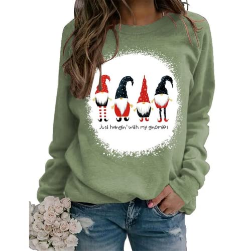 Women Christmas Gnomes Sweatshirt Just Hanging with My Gnomies Shirt