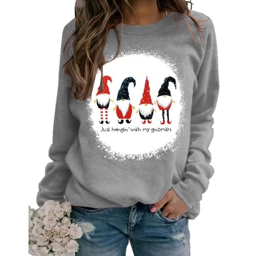 Women Christmas Gnomes Sweatshirt Just Hanging with My Gnomies Shirt