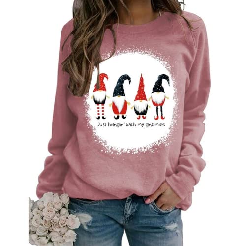 Women Christmas Gnomes Sweatshirt Just Hanging with My Gnomies Shirt