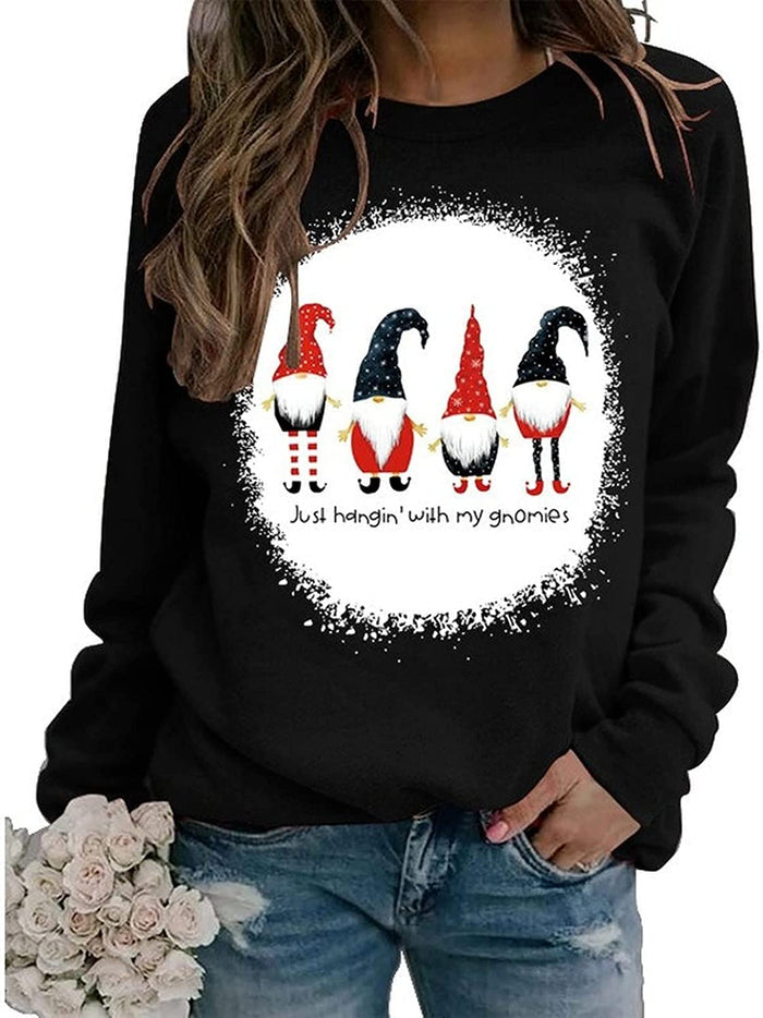 Women Christmas Gnomes Sweatshirt Just Hanging with My Gnomies Shirt