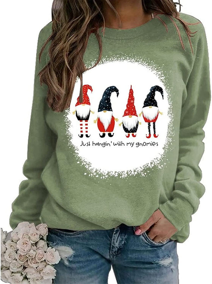 Women Christmas Gnomes Sweatshirt Just Hanging with My Gnomies Shirt