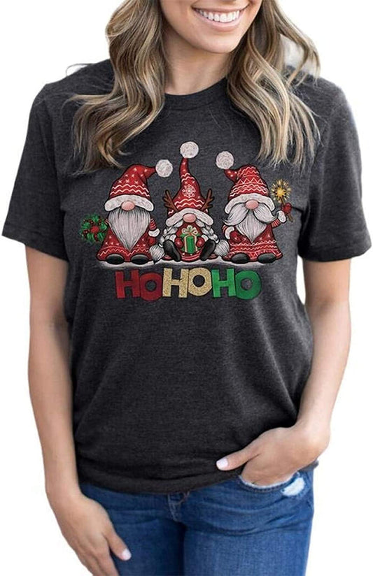 Women Christmas Gnomies Ho Ho Ho T-Shirt