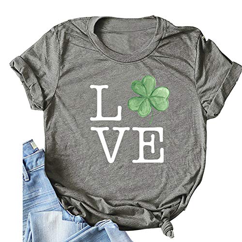 Women Clover T-Shirt Lucky Love Shirt St. Patrick's Day Shirt