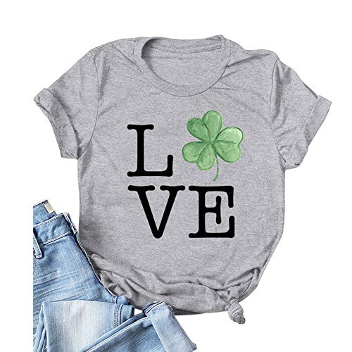 Women Clover T-Shirt Lucky Love Shirt St. Patrick's Day Shirt