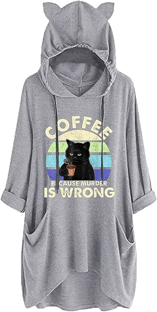 Women Coffee Because Murder Is Wrong Shirt with Pockets