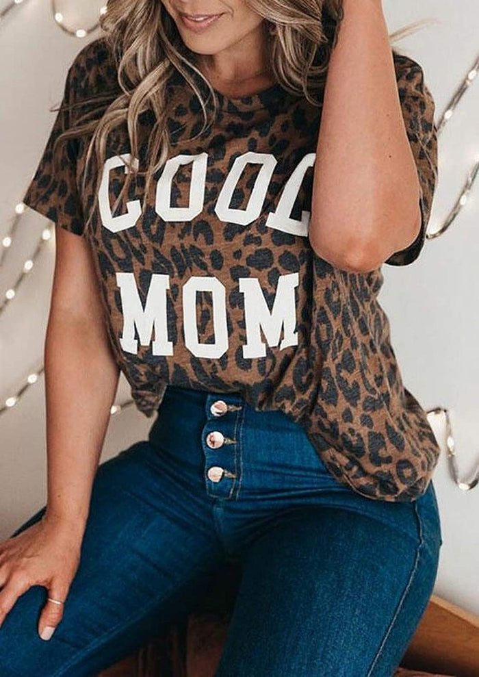 Women Cool Mom Leopard T-Shirt Leopard Mama Shirt