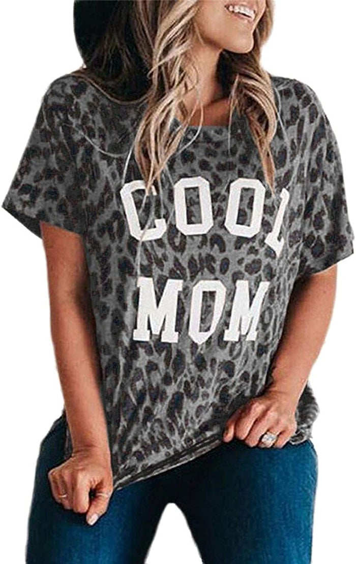 Women Cool Mom Leopard T-Shirt Leopard Mama Shirt