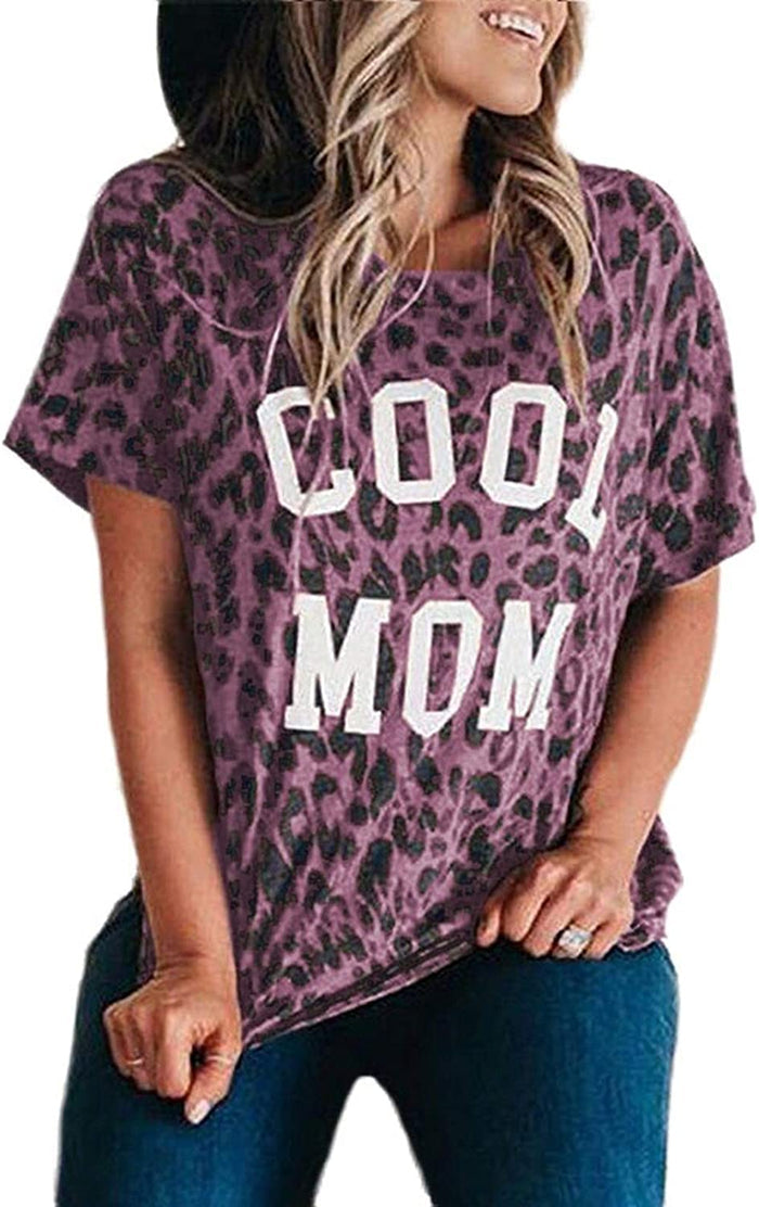 Women Cool Mom Leopard T-Shirt Leopard Mama Shirt
