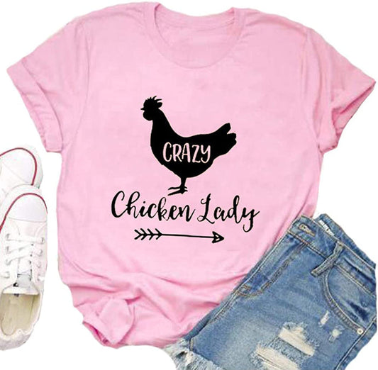 Women Crazy Chicken Lady T-Shirt