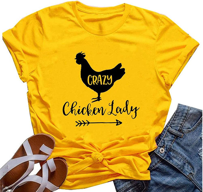 Women Crazy Chicken Lady T-Shirt