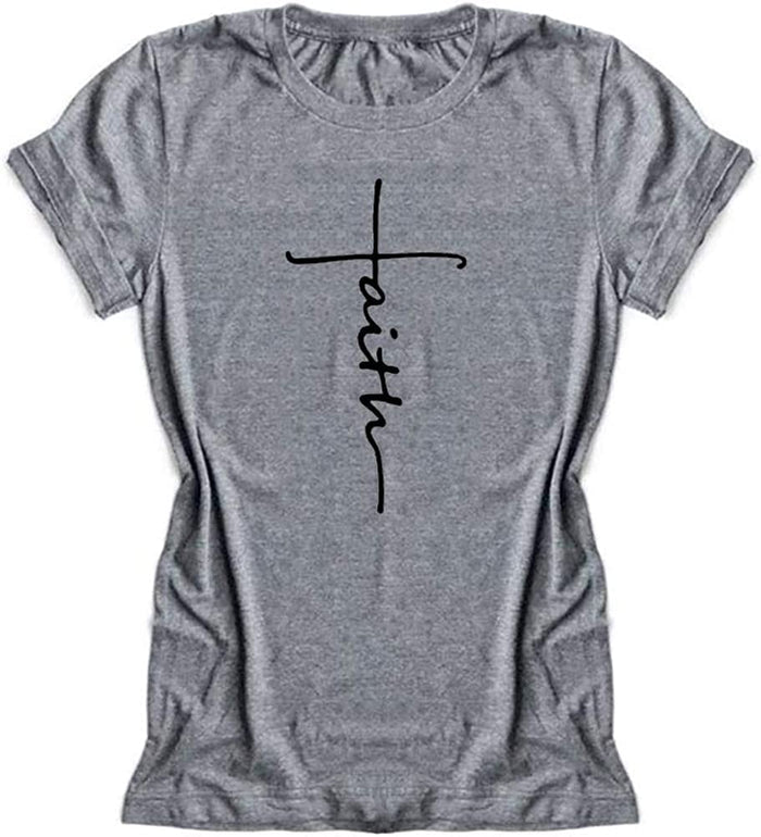 Women Cross Faith Blessed Jesus T-Shirt Christian Shirt