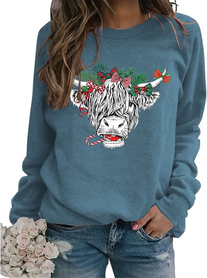 Women Cute Cow Sweatshirt Cow Lover Shirt