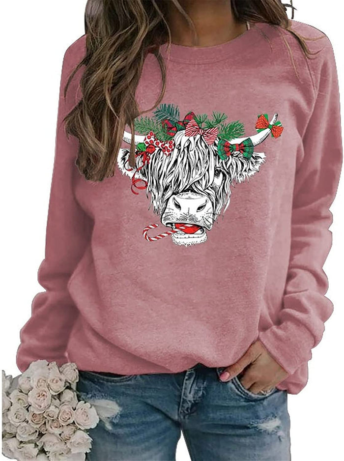 Women Cute Cow Sweatshirt Cow Lover Shirt