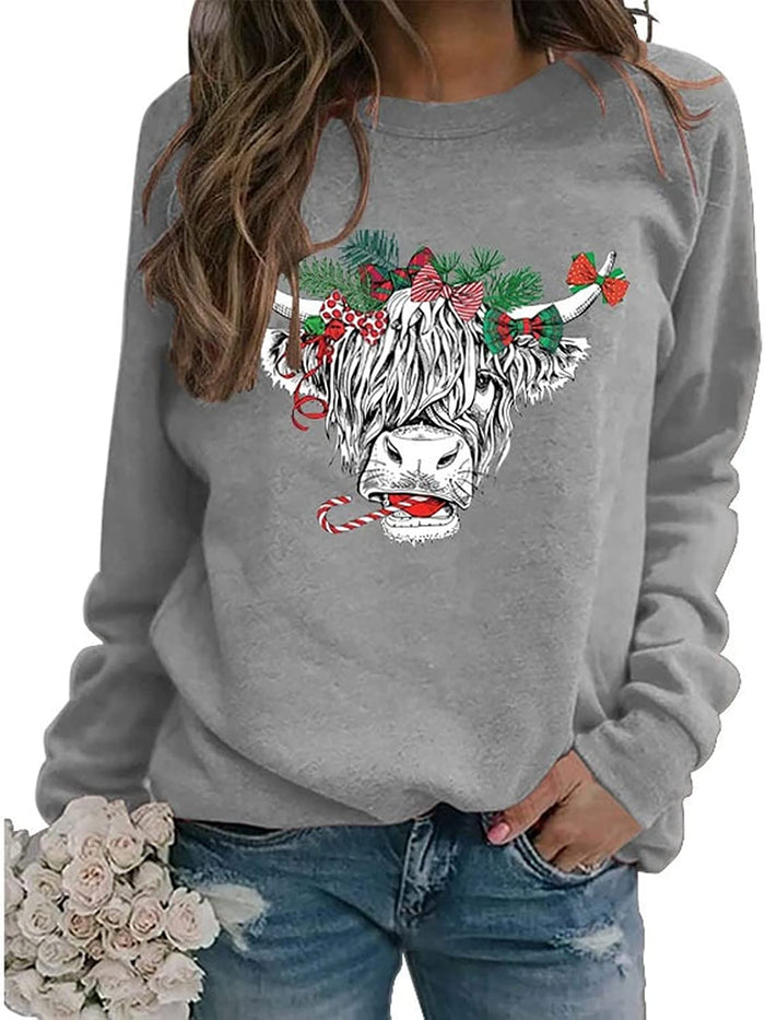 Women Cute Cow Sweatshirt Cow Lover Shirt