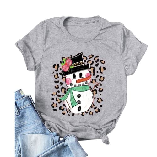Women Cute Snowman T-Shirt Christmas Shirt