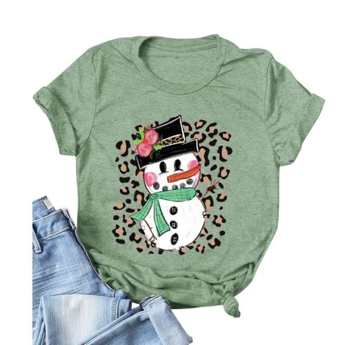 Women Cute Snowman T-Shirt Christmas Shirt