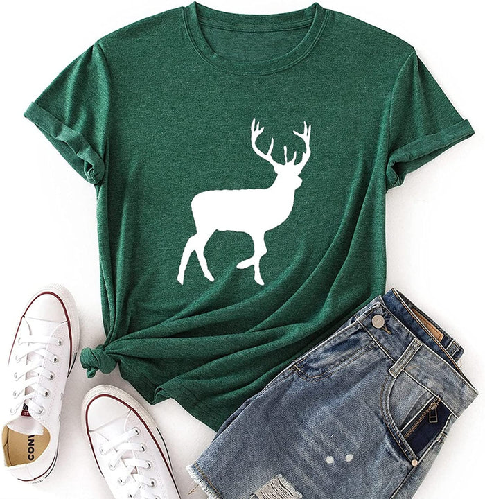 Women Deer Christmas Shirt Christmas Reindeer T-Shirt